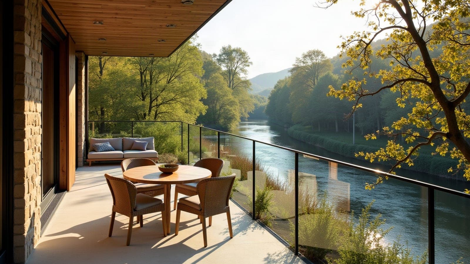 Garde-corps de terrasse en métal fin et verre sur un appartement rénové à Castelnau-le-Lez