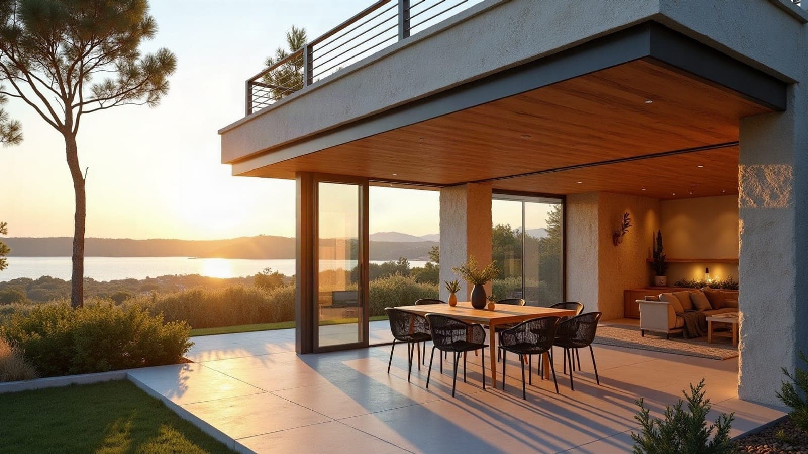 Brise-soleil orientable en aluminium sur une villa littorale à Pérols