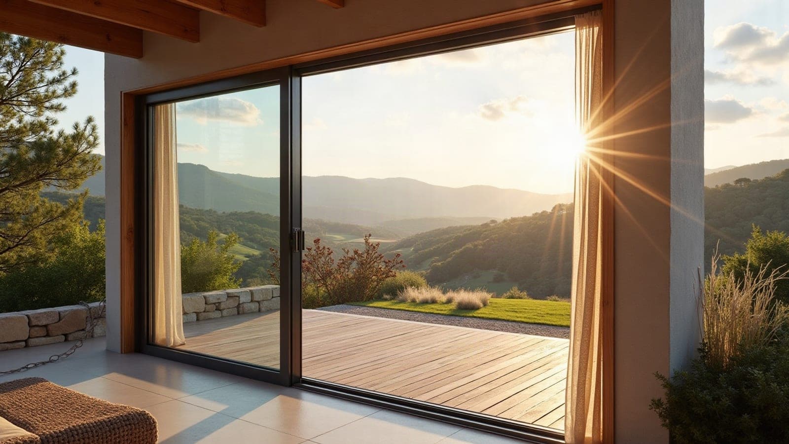 Baie vitrée coulissante en aluminium sur une villa contemporaine à Prades-le-Lez