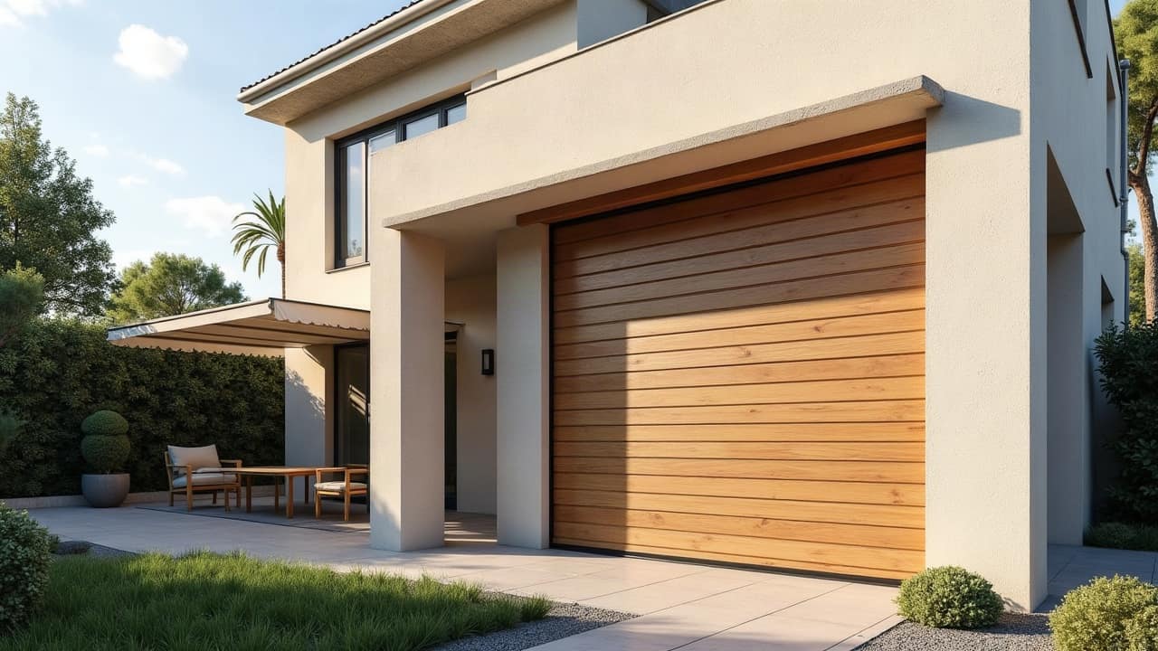 Coffre de volet roulant avec panneau solaire intégré, gros plan sur le mécanisme et la finition de façade moderne